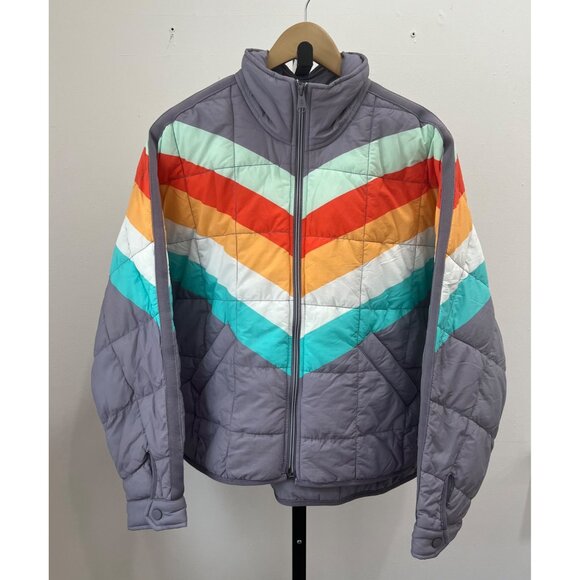 Free People FP Movement Pippa Packable Puffer Size Medium Y2K Stripes 90's - Picture 2 of 5